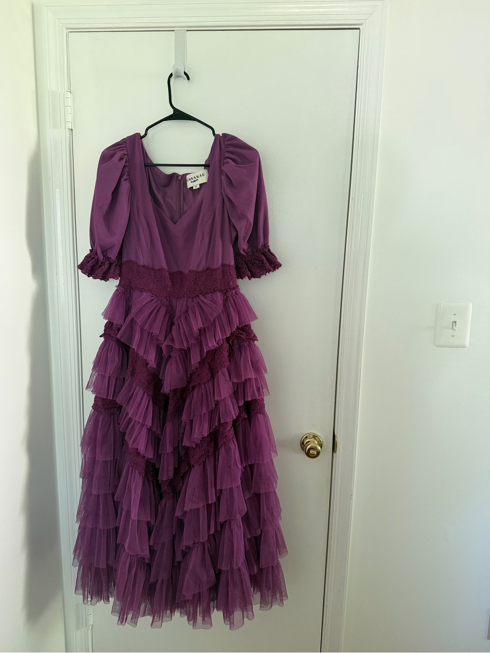 JessaKae Tiered Tulle Maxi Dress XL Plum Fairycore Renaissance    Regencycore - Picture 2 of 11